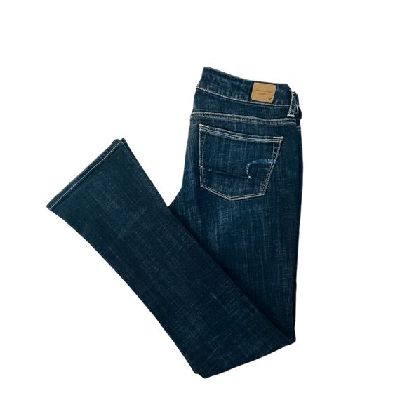 American Eagle Women's Dark Wash Skinny Kick Flare Jeans 6L - Picture 6 of 10